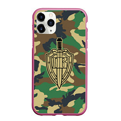 Чехол iPhone 11 Pro матовый Пограничные Войска, цвет: 3D-малиновый