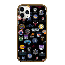 Чехол iPhone 11 Pro матовый NBA Pattern, цвет: 3D-коричневый