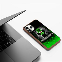 Чехол iPhone 11 Pro матовый MINECRAFT, цвет: 3D-коричневый — фото 2