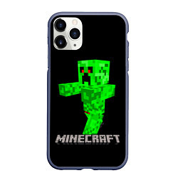 Чехол iPhone 11 Pro матовый MINECRAFT CREEPER, цвет: 3D-серый