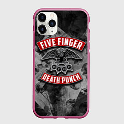 Чехол iPhone 11 Pro матовый Five Finger Death Punch, цвет: 3D-малиновый