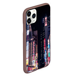Чехол iPhone 11 Pro матовый Ночной Токио, цвет: 3D-коричневый — фото 2