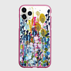 Чехол iPhone 11 Pro матовый Watercolor Flowers, цвет: 3D-малиновый