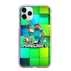 Чехол iPhone 11 Pro матовый MINECRAFT, цвет: 3D-розовый