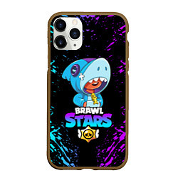 Чехол iPhone 11 Pro матовый BRAWL STARS LEON SHARK, цвет: 3D-коричневый