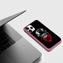 Чехол iPhone 11 Pro матовый КОТИК В ШЛЕМЕ, цвет: 3D-малиновый — фото 2