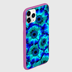 Чехол iPhone 11 Pro матовый Голубые хризантемы, цвет: 3D-фиолетовый — фото 2