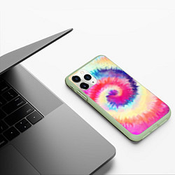 Чехол iPhone 11 Pro матовый Tie Dye vortex, цвет: 3D-салатовый — фото 2