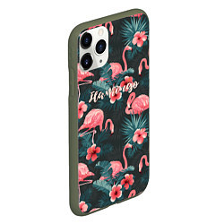 Чехол iPhone 11 Pro матовый Flamingo, цвет: 3D-темно-зеленый — фото 2