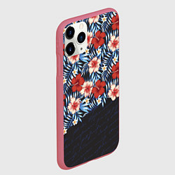 Чехол iPhone 11 Pro матовый Flowers with inscriptions, цвет: 3D-малиновый — фото 2