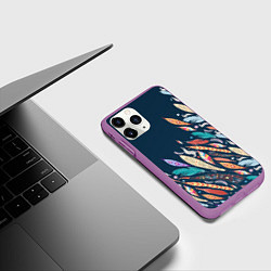 Чехол iPhone 11 Pro матовый Перья, цвет: 3D-фиолетовый — фото 2
