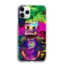 Чехол iPhone 11 Pro матовый Marshmello, цвет: 3D-белый