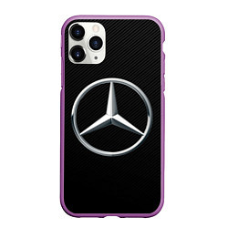 Чехол iPhone 11 Pro матовый MERCEDES-BENZ CARBON, цвет: 3D-фиолетовый