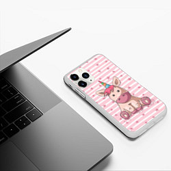 Чехол iPhone 11 Pro матовый Единорожек, цвет: 3D-белый — фото 2