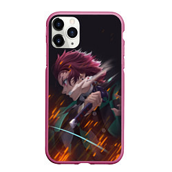 Чехол iPhone 11 Pro матовый KIMETSU NO YAIBA, цвет: 3D-малиновый