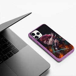 Чехол iPhone 11 Pro матовый KIMETSU NO YAIBA, цвет: 3D-фиолетовый — фото 2