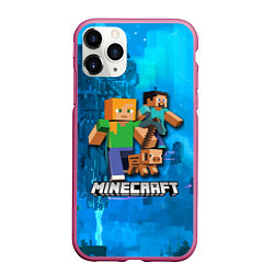 Чехол iPhone 11 Pro матовый Minecraft Майнкрафт, цвет: 3D-малиновый