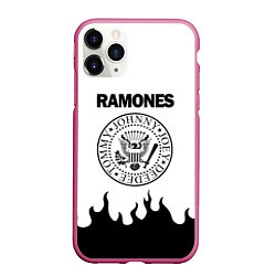 Чехол iPhone 11 Pro матовый RAMONES, цвет: 3D-малиновый