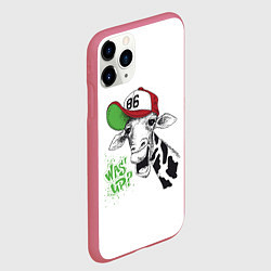 Чехол iPhone 11 Pro матовый Крутой жираф, цвет: 3D-малиновый — фото 2
