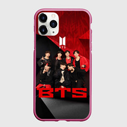 Чехол iPhone 11 Pro матовый BTS, цвет: 3D-малиновый