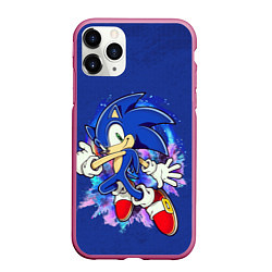 Чехол iPhone 11 Pro матовый Sonic, цвет: 3D-малиновый