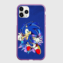 Чехол iPhone 11 Pro матовый Sonic, цвет: 3D-фиолетовый
