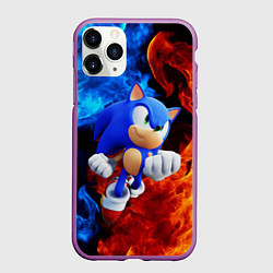 Чехол iPhone 11 Pro матовый SONIC, цвет: 3D-фиолетовый