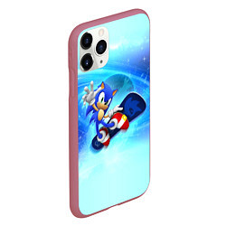 Чехол iPhone 11 Pro матовый Соник, цвет: 3D-малиновый — фото 2