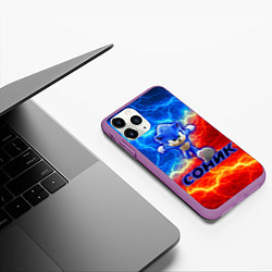 Чехол iPhone 11 Pro матовый СОНИК, цвет: 3D-фиолетовый — фото 2