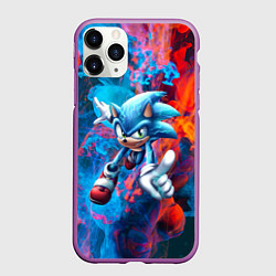 Чехол iPhone 11 Pro матовый SONIC, цвет: 3D-фиолетовый