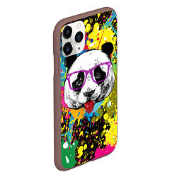 Чехол iPhone 11 Pro матовый Панда хипстер в брызгах краски, цвет: 3D-коричневый — фото 2