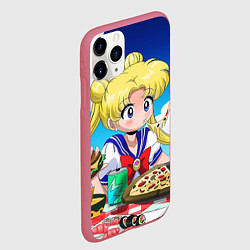 Чехол iPhone 11 Pro матовый Пицца Мун, цвет: 3D-малиновый — фото 2