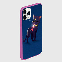 Чехол iPhone 11 Pro матовый КИСА С ТЕЛЕФОНОМ, цвет: 3D-фиолетовый — фото 2