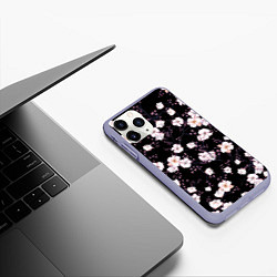 Чехол iPhone 11 Pro матовый САКУРА, цвет: 3D-светло-сиреневый — фото 2