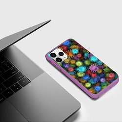 Чехол iPhone 11 Pro матовый Разноцветные вирусы, цвет: 3D-фиолетовый — фото 2
