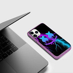 Чехол iPhone 11 Pro матовый Marshmello, цвет: 3D-фиолетовый — фото 2