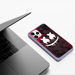 Чехол iPhone 11 Pro матовый Marshmello, цвет: 3D-светло-сиреневый — фото 2