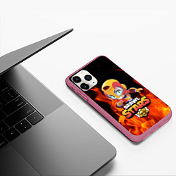 Чехол iPhone 11 Pro матовый Brawl stars leon max, цвет: 3D-малиновый — фото 2