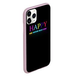 Чехол iPhone 11 Pro матовый HAPPY, цвет: 3D-розовый — фото 2