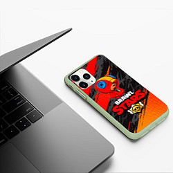 Чехол iPhone 11 Pro матовый BRAWL STARS LEON, цвет: 3D-салатовый — фото 2