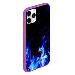 Чехол iPhone 11 Pro матовый СИНИЙ ОГОНЬ ГЛИТЧ, цвет: 3D-фиолетовый — фото 2