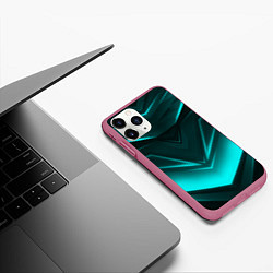 Чехол iPhone 11 Pro матовый NEON GEOMETRY STRIPES, цвет: 3D-малиновый — фото 2