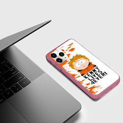 Чехол iPhone 11 Pro матовый Кенни вечно живой!, цвет: 3D-малиновый — фото 2