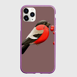 Чехол iPhone 11 Pro матовый Снегирь, цвет: 3D-фиолетовый