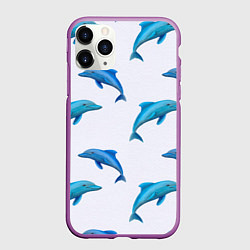 Чехол iPhone 11 Pro матовый Рай для дельфина, цвет: 3D-фиолетовый