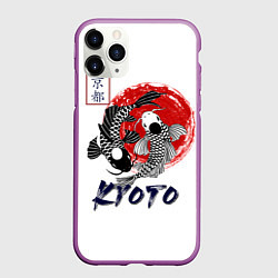 Чехол iPhone 11 Pro матовый Карпы Кои Киото, цвет: 3D-фиолетовый