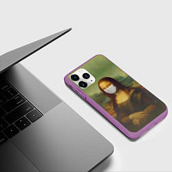 Чехол iPhone 11 Pro матовый Мона Лиза в маске, цвет: 3D-фиолетовый — фото 2