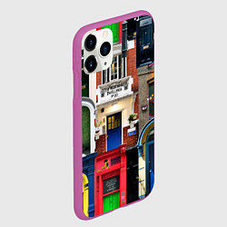 Чехол iPhone 11 Pro матовый London doors цифровой коллаж, цвет: 3D-фиолетовый — фото 2