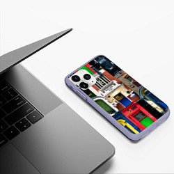 Чехол iPhone 11 Pro матовый London doors цифровой коллаж, цвет: 3D-светло-сиреневый — фото 2