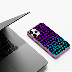 Чехол iPhone 11 Pro матовый НЕОНОВЫЕ ИЕРОГЛИФЫ, цвет: 3D-фиолетовый — фото 2